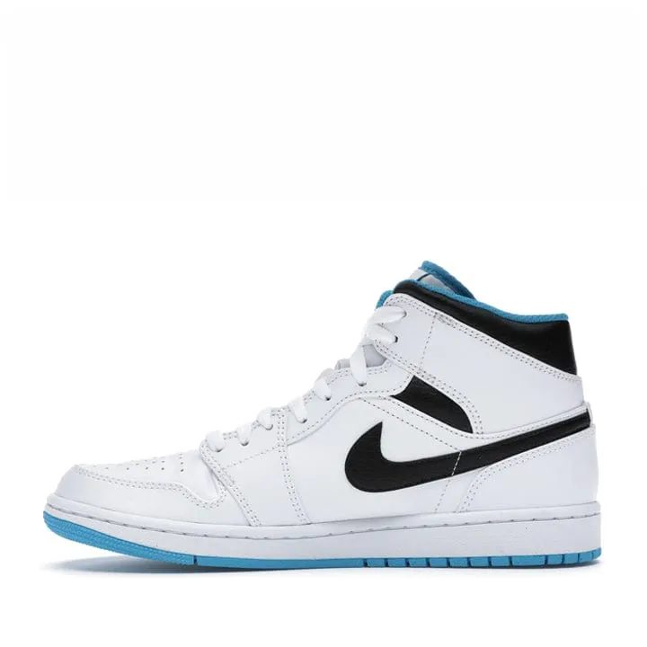 NIKE AIR JORDAN1 MID WHITE LASER BLUE -
