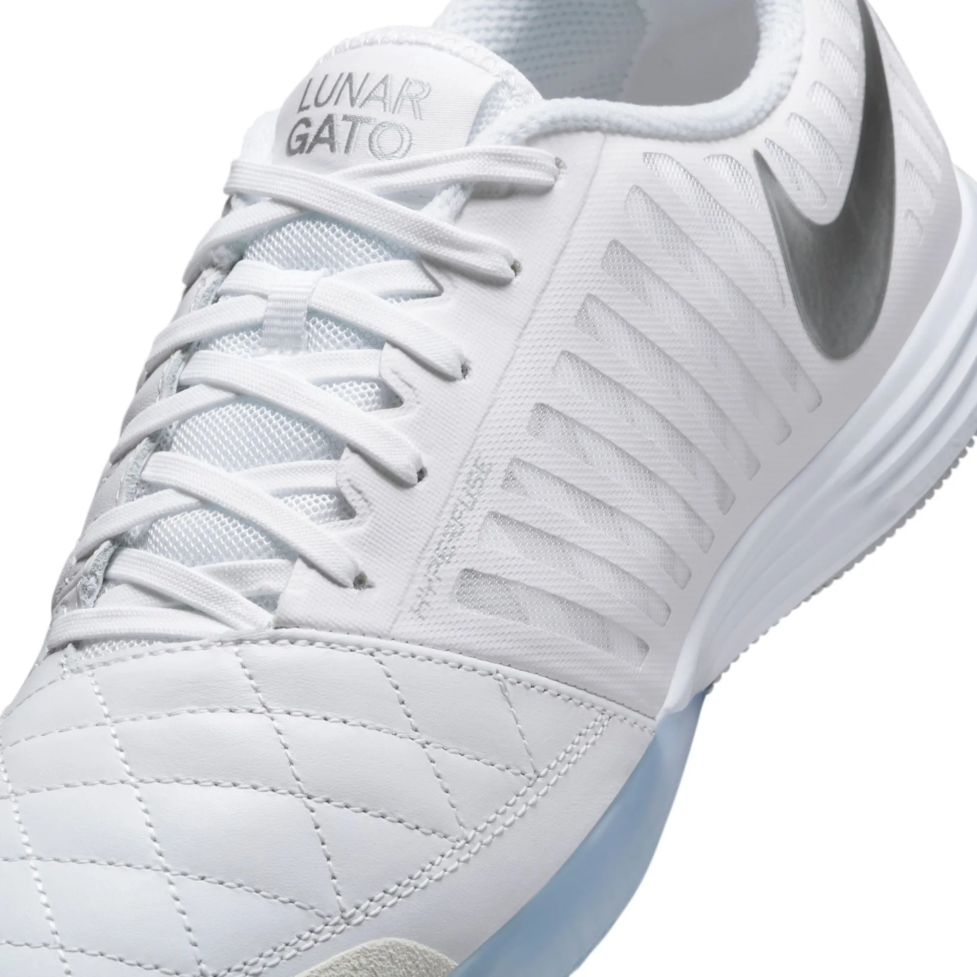 Nike Lunargato II  IN Indoor Soccer Shoes - White/ White Chrome